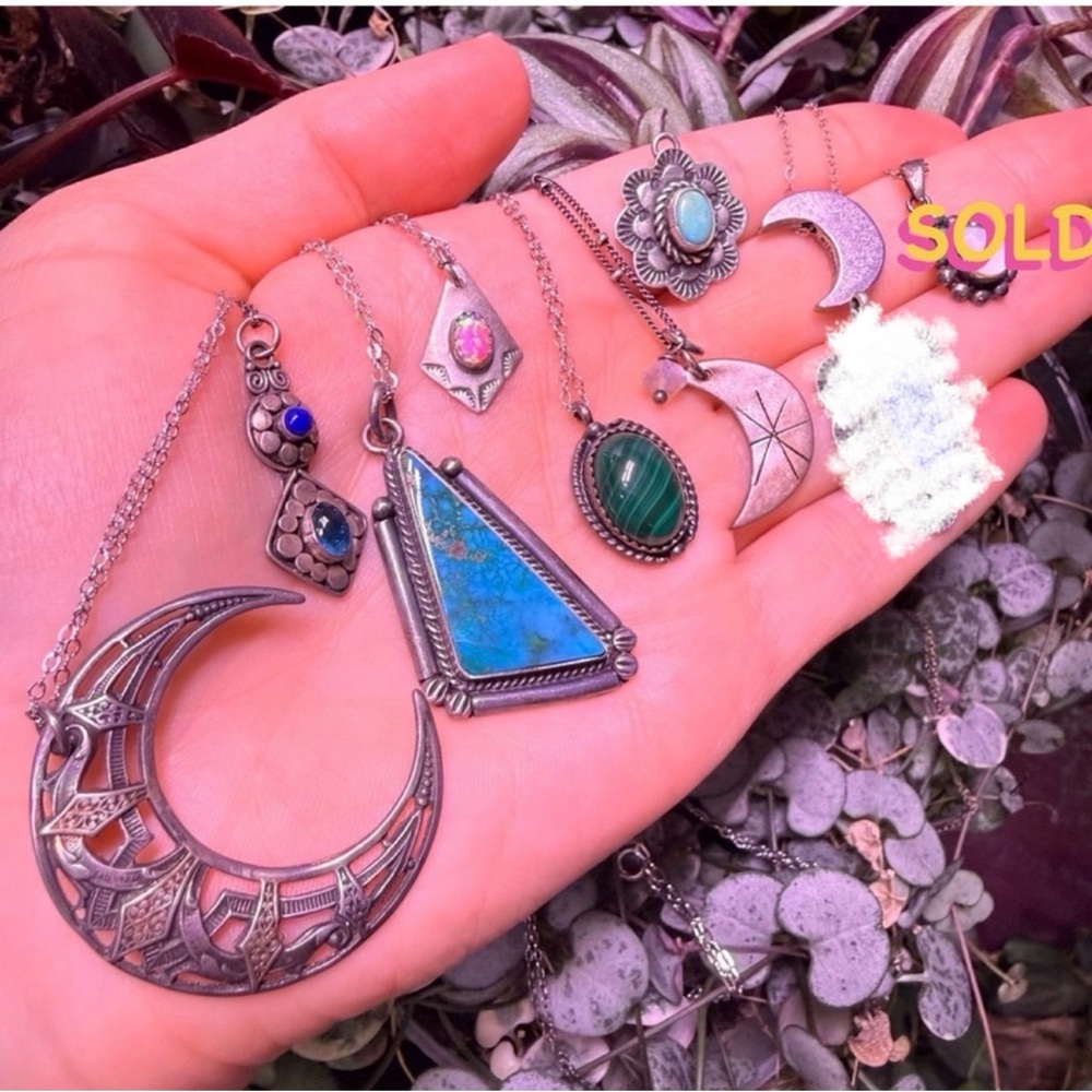 Sterling Silver 925 Jewelry Lot Turquoise Opal Moonstone Pendant Necklace